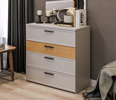 Комоды, Комод Милан СБ-3296 Серый/Дуб Гамильтон,МДФ Светло серый