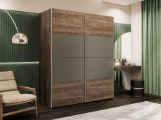 Шкафы-купе 2-х дверные, Шкаф-купе Эста 2-х дверный ДСП/Стекла хаки/Доводчик 200х66х240