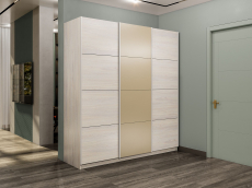 Шкафы-купе 3-х дверные, Шкаф-купе Прайм Широкий 3-х дверный ДСП/Стекла фисташка/Доводчики 240х57х230