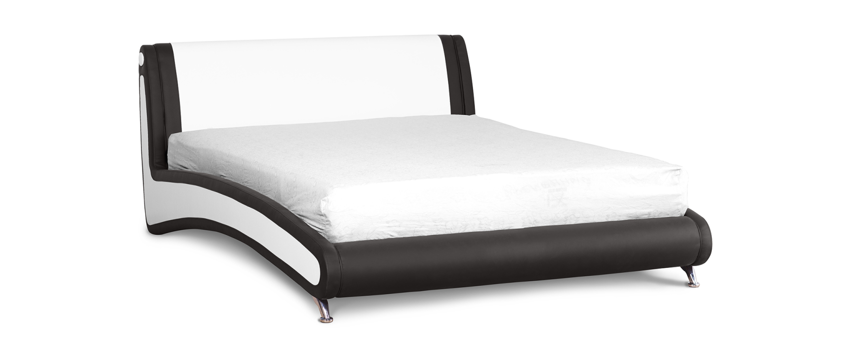 Двуспальные, Кровать с мягким изголовьем Помпиду, с цельносварным основанием, экокожа, 160*200