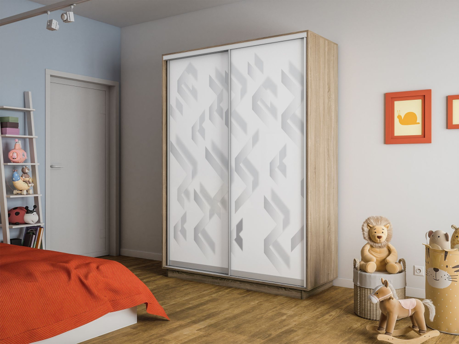 Шкафы-купе 2-х дверные, Шкаф-купе Экспресс 2-х дверный Фотопечать Ленты Стекла 140х45х220