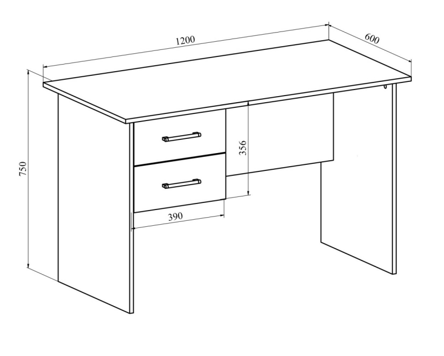 Прямые, Стол с тумбой  ОФ-112К+ОФ-21
