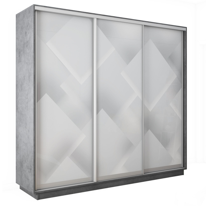 Шкафы-купе 3-х дверные, Шкаф-купе Экспресс 3-х дверный Фотопечать Квадрат Стекла 240х45х220