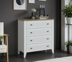 Комод Монтана СБ-3545 Белый Альпийский,Дуб Гамильтон/МДФ Дуб Белый