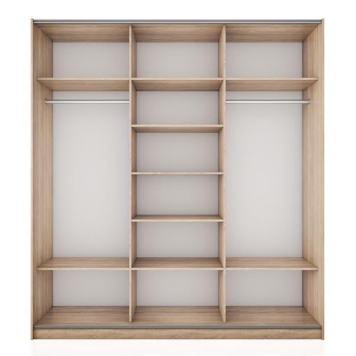 Шкафы-купе 3-х дверные, Шкаф-купе Прайм 3-х дверный Стекла черные/Зеркало/Доводчики 210х57х230