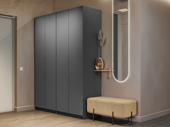 Шкаф складной Е1 Локер ("Гармошка" с системой Push to Move/Правый)162х52.5х220 см, с модулем