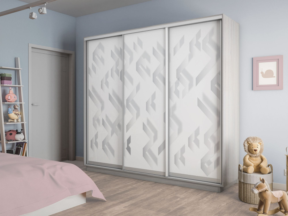 Шкафы-купе 3-х дверные, Шкаф-купе Экспресс 3-х дверный Фотопечать Ленты Стекла 240х60х240