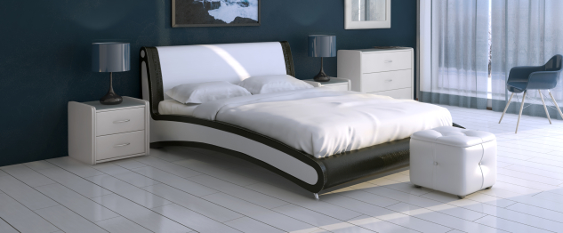 Кровать с мягким изголовьем Помпиду, база, экокожа, 160*200