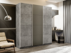 Шкафы-купе 3-х дверные, Шкаф-купе Прайм Широкий 3-х дверный ДСП/Стекла хаки/Доводчики 240х57х230