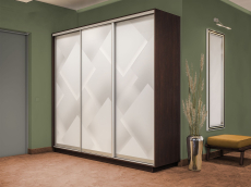 Шкафы-купе 3-х дверные, Шкаф-купе Экспресс 3-х дверный Фотопечать Квадрат Стекла 210х60х240