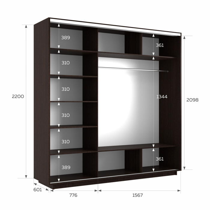 Шкафы-купе 3-х дверные, Шкаф-купе Экспресс 3-х дверный Фотопечать Калейдоскоп Стекла 240х60х220