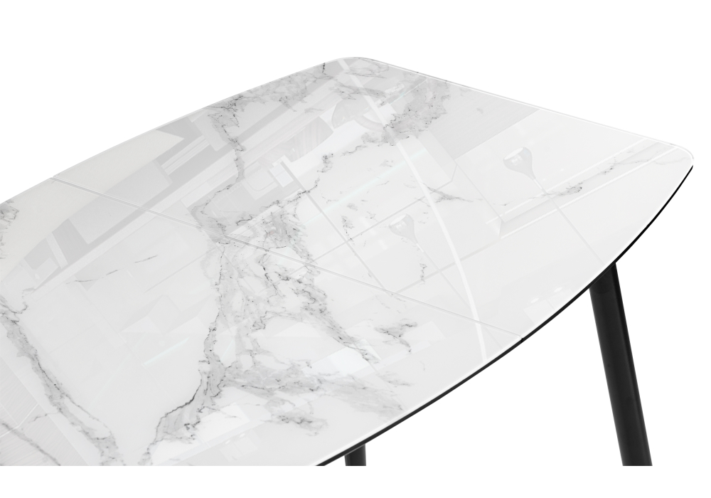 Обеденные столы, Стол Эмма (вставка стекло / черный / черная шагрень)