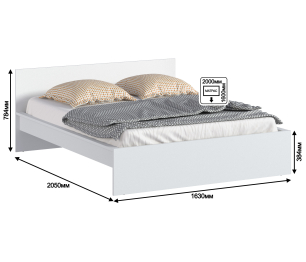 Леон/Бруклин СБ-3369 Кровать белая с матрасом Тропикана-Боннет плюс 1600*2000