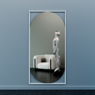 Зеркала в спальню, Дизайнерское настенное напольное зеркало GENGLASS Kvaden XL в металлической раме