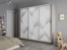 Шкафы-купе 3-х дверные, Шкаф-купе Экспресс 3-х дверный Фотопечать Квадрат Стекла 210х60х240