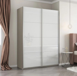 Шкаф-купе Прайм 2-х дверный Стекла белые/Доводчики 140х57х230