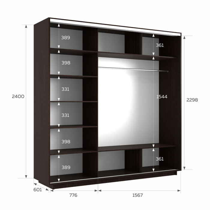 Шкафы-купе 3-х дверные, Шкаф-купе Экспресс 3-х дверный Фотопечать Квадрат Стекла 240х60х240