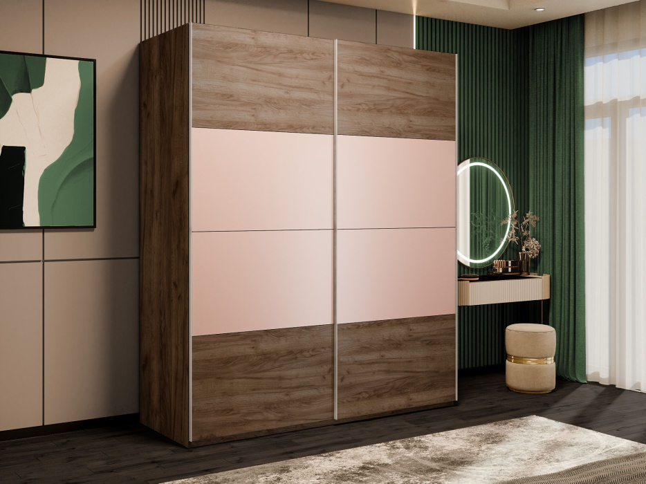 Шкафы-купе 2-х дверные, Шкаф-купе Эста 2-х дверный ДСП/Стекла пудра/Доводчик 200х66х240