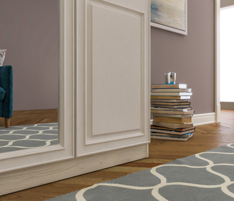 В спальню, Шкаф 3х дверный с зеркалом Гранд / Ливерпуль СБ-3512 Дуб Приморский Белый/МДФ Классика Светлый