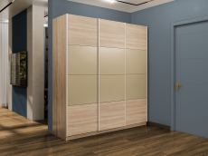 Шкафы-купе 3-х дверные, Шкаф-купе Эста 3-х дверный ДСП/Стекла фисташка/Доводчик 270х66х240