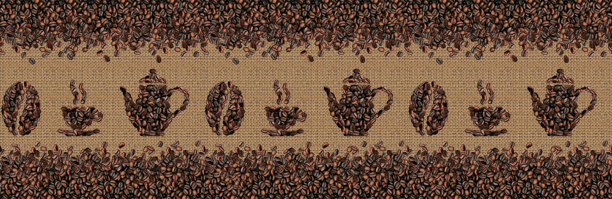 Стеновые панели из АБС-пластика, Кухонный фартук Кофейные зерна 2000x600x1.5 мм глянец