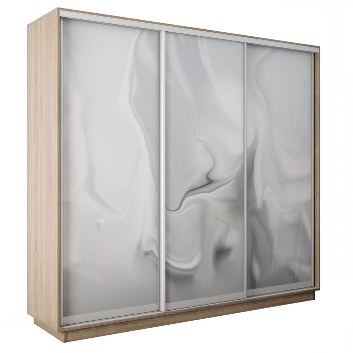 Шкафы-купе 3-х дверные, Шкаф-купе Экспресс 3-х дверный Фотопечать Шелк Стекла 210х60х240