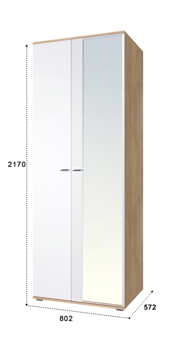 Шкафы двухстворчатые, Шкаф для одежды Эмилия ЭЛ-16К комбинированный