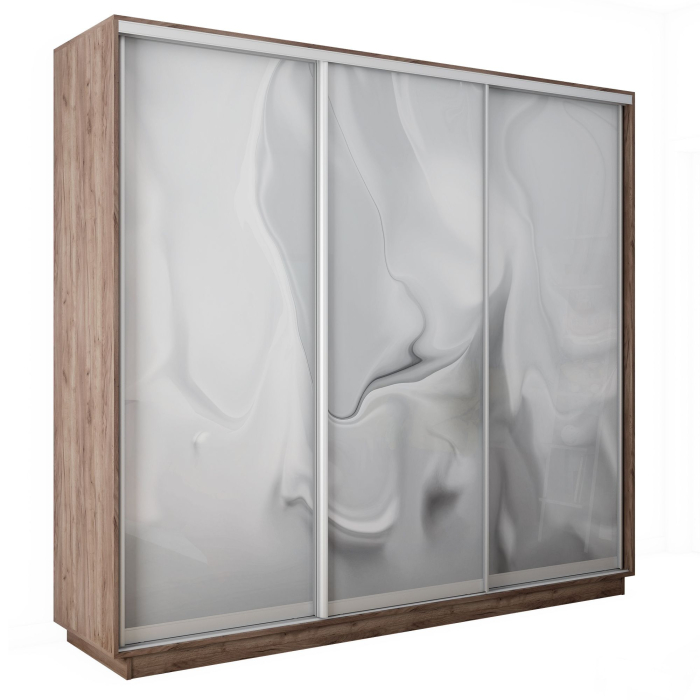 Шкафы-купе 3-х дверные, Шкаф-купе Экспресс 3-х дверный Фотопечать Шелк Стекла 180х60х240