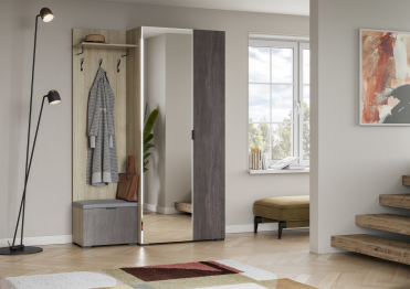 Вешалка Шаде В-3406, дуб серый, черный ясень, ткань simple 27