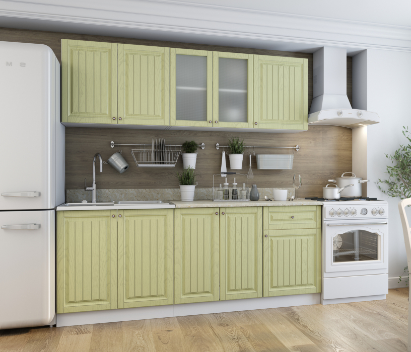 Кухонные гарнитуры, Кухня Хозяюшка Фисташка МДФ 2,0 м