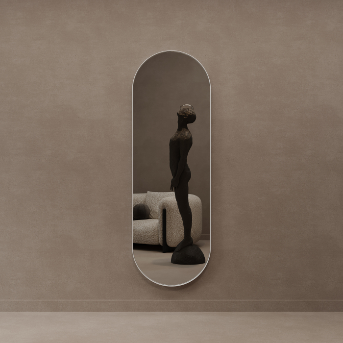 Зеркала в спальню, Дизайнерское настенное зеркало GENGLASS Nolvis L в металлической раме