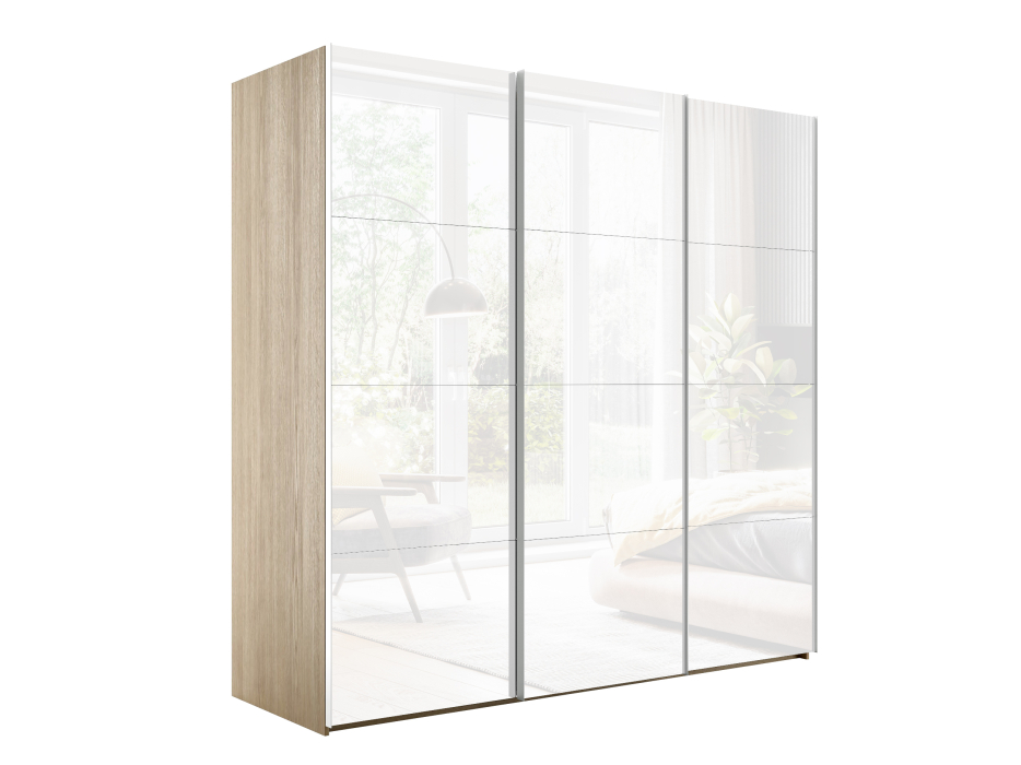Шкафы-купе 3-х дверные, Шкаф-купе Эста Трио Стекло белое 300х66х240