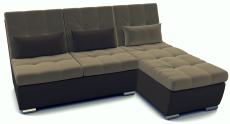 Диваны угловые в гостиную, Угловой диван Аджио 2-х местный с оттоманкой велюр