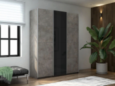 Шкафы-купе 3-х дверные, Шкаф-купе Прайм 3-х дверный ДСП/Стекло черное/Доводчики 180х57х230