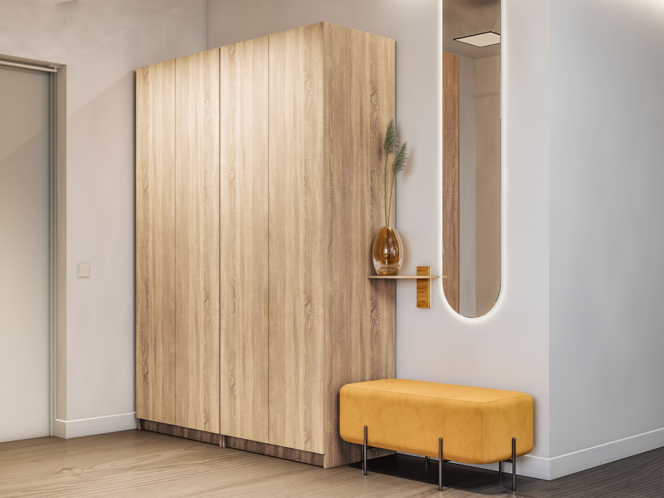 Шкафы распашные, Распашной шкаф Локер 800+800 (Гармошка с системой Push to Move/Правый) с полками слева