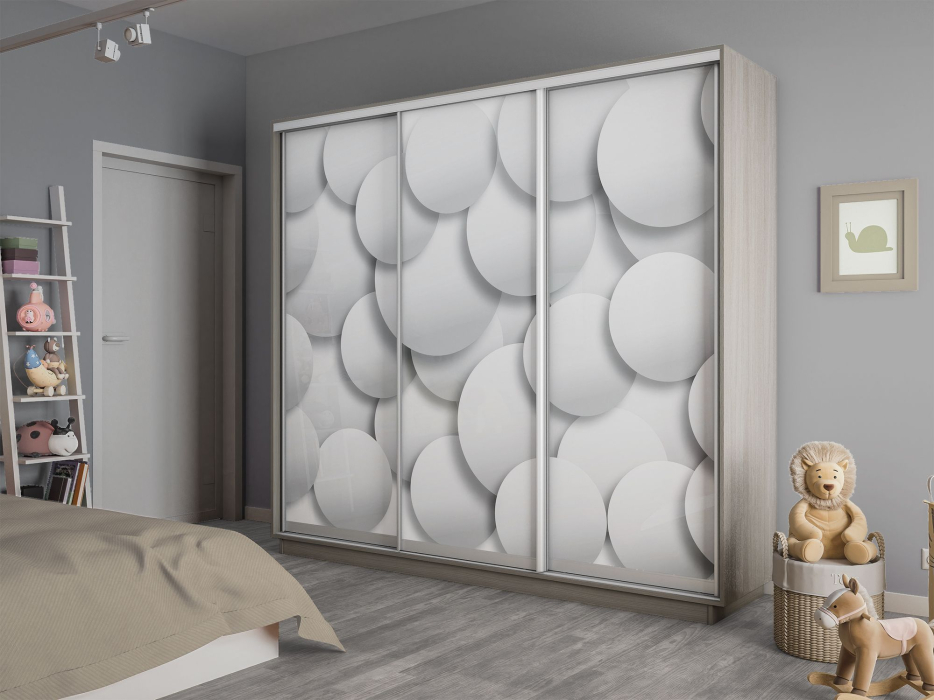 Шкафы-купе 3-х дверные, Шкаф-купе Экспресс 3-х дверный Фотопечать Шары Стекла 240х60х220