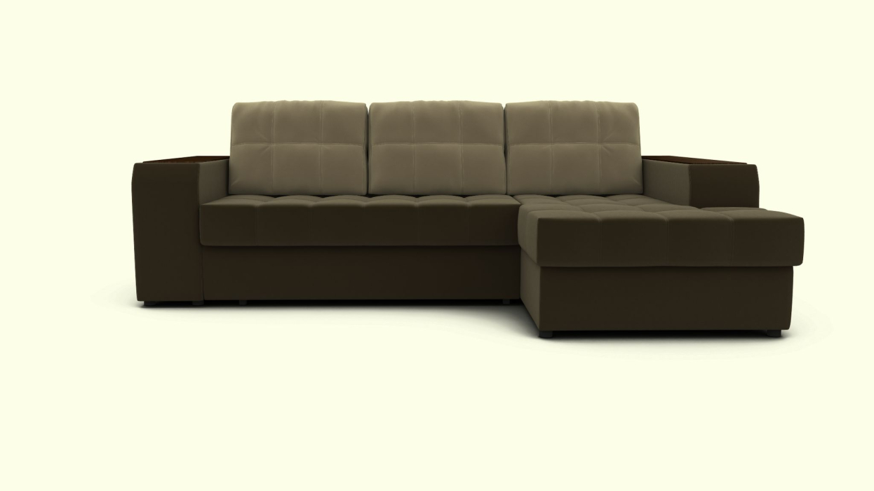 Диваны угловые в гостиную, Угловой диван ЭДИНБУРГ с оттоманкой правый велюр