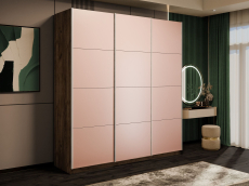 Шкафы-купе 3-х дверные, Шкаф-купе Прайм 3-х дверный Стекла пудра/Доводчики 180х57х230