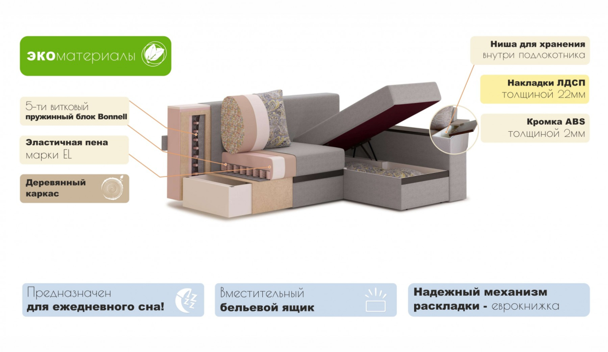 Диваны угловые, Браун угол ПР(Г) Тип D