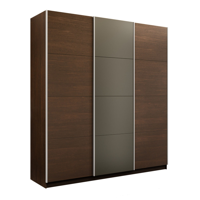 Шкафы-купе 3-х дверные, Шкаф-купе Эста 3-х дверный ДСП/Стекла хаки/Доводчик 300х66х240