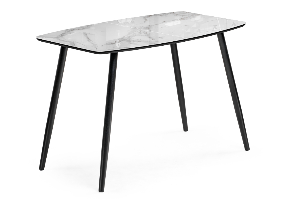 Обеденные столы, Стол Эмма (вставка стекло / черный / черная шагрень)