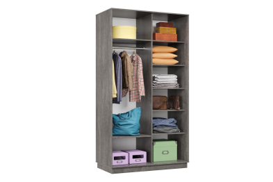 Шкаф-купе Премьер МИНИ 04 (11ЗГ;11ЗГ) фасады зеркало графит/двухдверный/Профиль чёрный муар