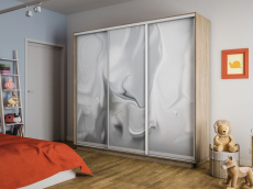 Шкафы-купе 3-х дверные, Шкаф-купе Экспресс 3-х дверный Фотопечать Шелк Стекла 240х45х240