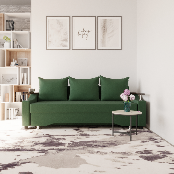 Диваны с ящиком для белья, Прямой диван Квадро-1 ППУ, велюр