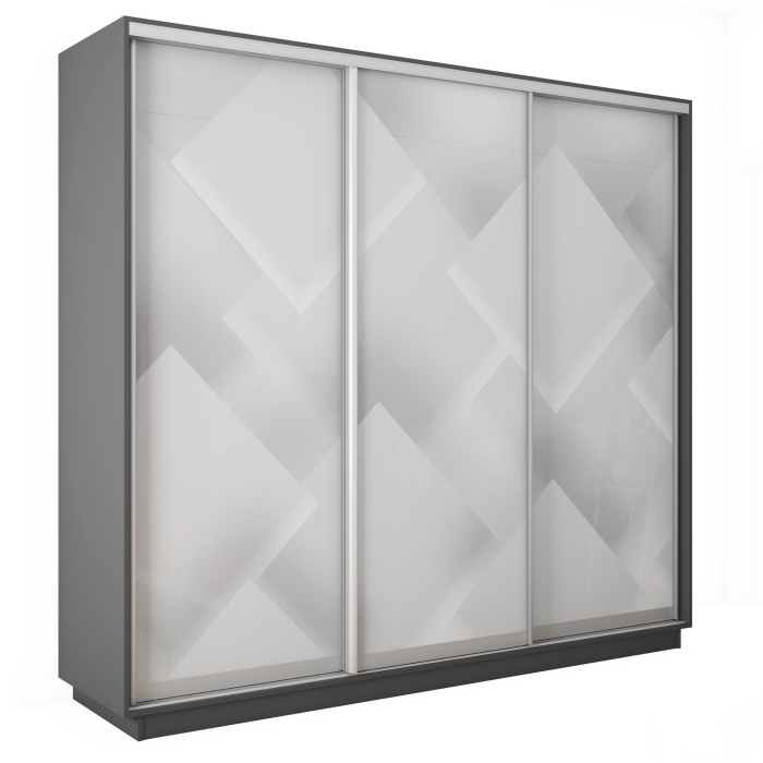 Шкафы-купе 3-х дверные, Шкаф-купе Экспресс 3-х дверный Фотопечать Квадрат Стекла 180х60х240