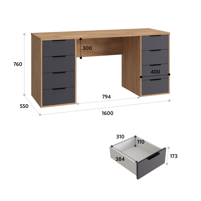 Прямые, Стол письменный С-403