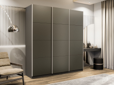 Шкафы-купе 3-х дверные, Шкаф-купе Прайм 3-х дверный Стекла хаки/Доводчики 210х57х230