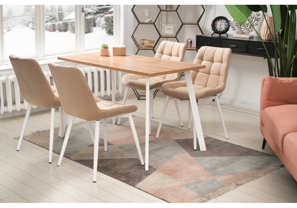 Обеденные столы, Стол деревянный Тринити Лофт 140 25 мм (белый матовый)