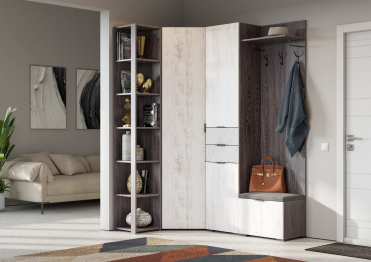 Вешалка Шаде В-3406, черный ясень, санторини белый, ткань simple 27