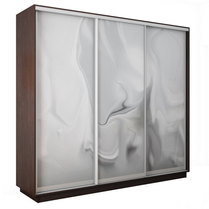 Шкафы-купе 3-х дверные, Шкаф-купе Экспресс 3-х дверный Фотопечать Шелк Стекла 210х45х240
